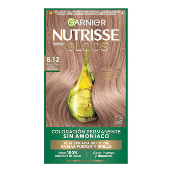 Tintura Garnier Nutrisse Oleos Tono 8.12 Rubio Cenizo Nacarado x 160 ml  