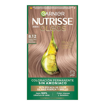 Tintura Garnier Nutrisse Oleos Tono 8.12 Rubio Cenizo Nacarado x 160 ml  