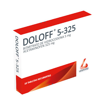 Doloff Bitartrato de Hidrocodona + Acetaminofén 5mg/325mg Legrand Caja x 10 Tabletas  