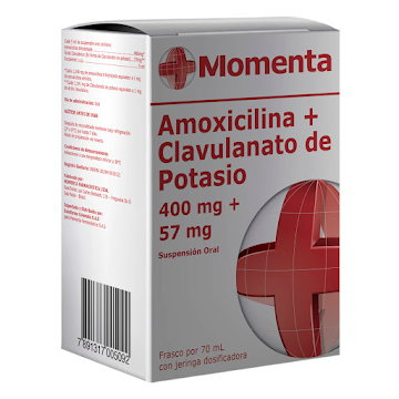 Momenta Amoxicilina + Ácido Clavulanato de Potasio 400mg/57mg Eurofarma Frasco x 70 ml  