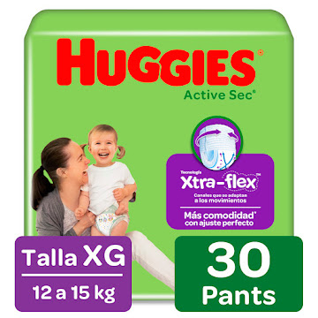 Pañales Huggies Active Sec Pants Etapa 4/XG x 30 und  