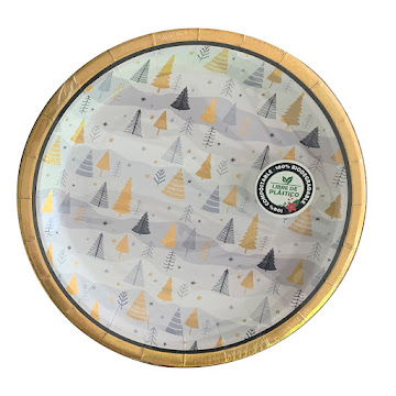 Plato Blanco Ecológico Nico Biodegradable Navidad x8 und   