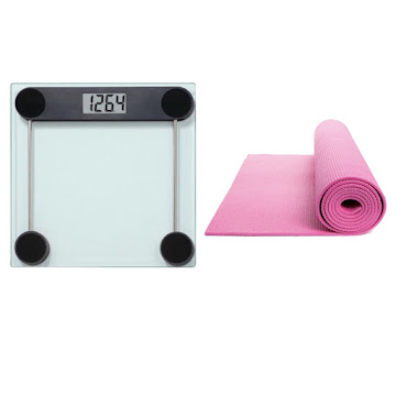 Solo Online Bascula Extragrande   Plataforma Vidrio Templado 6mm + Colchoneta Yoga Color Rosado 