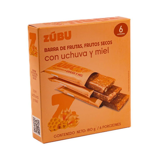 BARRA DE FRUTOS SECOS CON UCHUVA Y MIEL ZUBU CAJA x 6 Barra 100% natural de uchuva y miel (30g), sin conservantes ni aditivos. Energía limpia y deliciosa para tu snack diario, antes o después de entrenar, en la oficina o en movimiento.