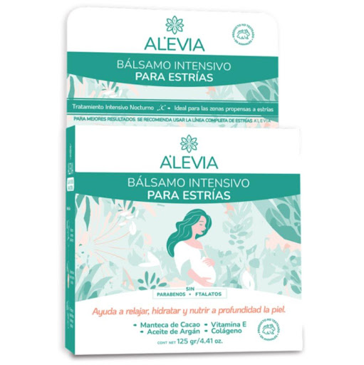 BÁLSAMO INTENSIVO PARA ESTRIAS X 125 GR ALEVIA                                                 ALEVIA 125 GR x 1 A’levia Bálsamo intesivo para estrías ayuda a relajar, hidratar y nutrir a profundidad la piel. Ayuda a prevenir y/o tratar las estrías por embarazo o cambios de peso.