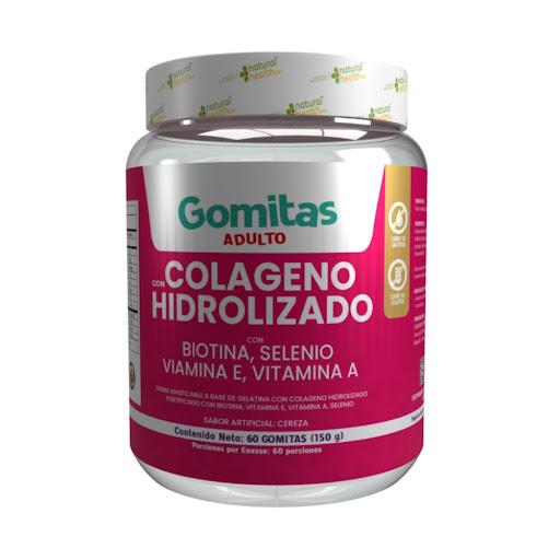 Gomitas Colágeno Hidrolizado x60 – Biotina, Selenio y Vitaminas NATURAL HEALTH GOMAS x 1 Suplemento en gomitas que apoya la firmeza de la piel y contribuye al fortalecimiento del cabello y las uñas. Ideal para promover belleza y bienestar diario.