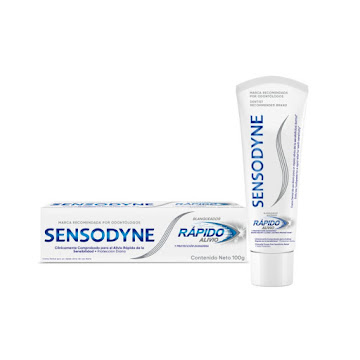 Crema Dental Sensodyne Rápido Alivio Blanqueador, alivio de la la sensibilidad dental x 100 gr  
