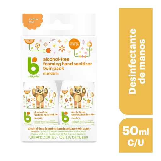 Desinfectante De Manos Babyganics Sin Alcohol En Espuma 2 und x 50 ml