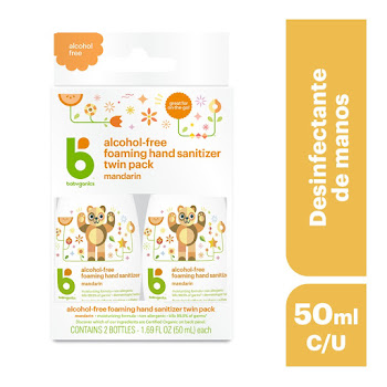 Desinfectante De Manos Babyganics Sin Alcohol En Espuma 2 und x 50 ml  