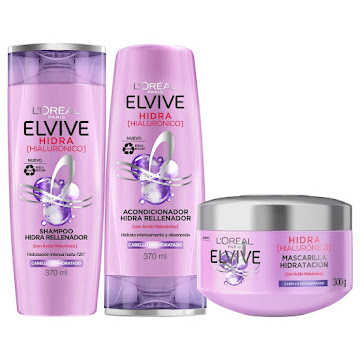 Combo Rutina Completa Elvive Hidra Hialurónico Shampoo + Acondicionador + Mascarilla Tripack x 3 und  