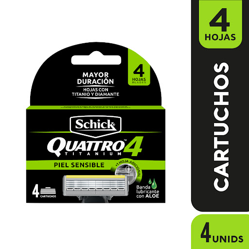 Repuestos Schick Quattro 4 Titanium Piel Sensible x 4 und