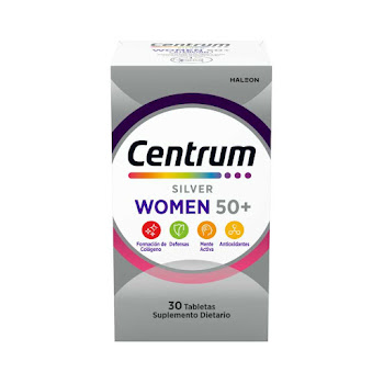 Centrum Silver Women Vitamina D3 + Ácido Ascórbico 11mg/162mg Haleon Caja x 30 Tabletas  