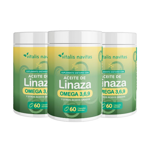 Combo x 3 Frascos Aceite de Linaza + Omega 3, 6, 9 en Cápsulas Blandas Vitalis Navitas 60 cápsulas blandas x 3 Plan 90 Días Aceite de Linaza + Omega 3, 6 y 9 Vitalis Navitas (3 frascos) 
¡Bienestar y equilibrio para tu cuerpo por 3 meses! Con este plan de 90 días obtienes 3 frascos de Aceite de Linaza Vitalis 