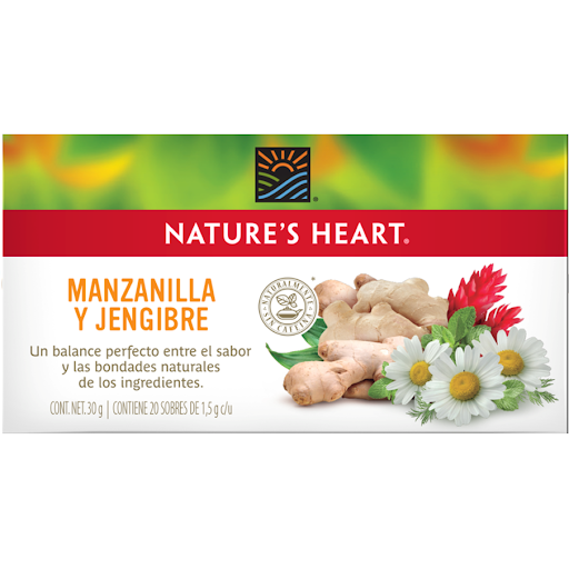 Té Manzanilla Jengibre Natures Hearts x 30 gr