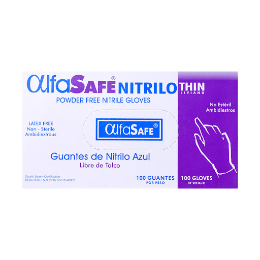 Guante Nitrilo Azul Thin Alfa Safe Talla L Caja x 100 und
