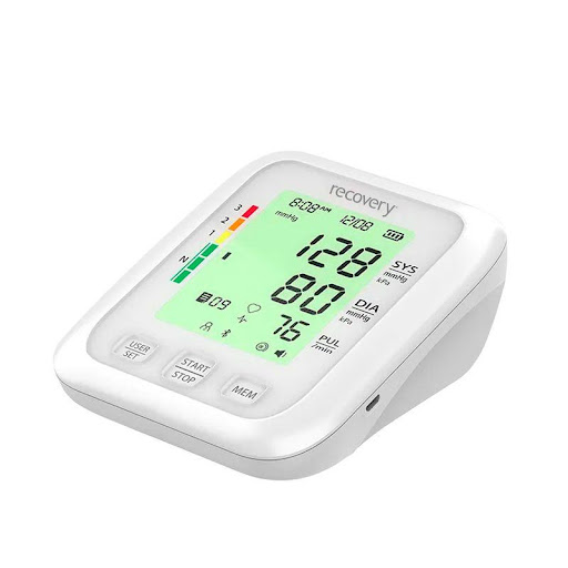 Tensiómetro Bluetooth Recovery Jpd-Ha120 Recovery  x 1 Tensiómetro Bluetooth Recovery JPD-HA120, diseñado para medir la presión arterial y el pulso en adultos mediante tecnología oscilométrica no invasiva. Cuenta con conectividad Bluetooth, pantalla grand