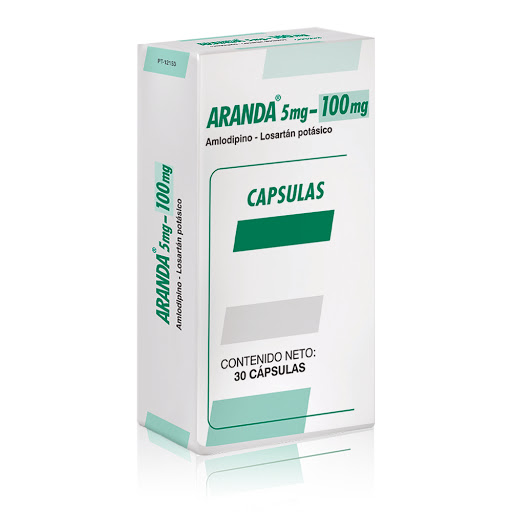Aranda Amlodipino 5mg/100mg Farmacol Caja x 30 Cápsulas