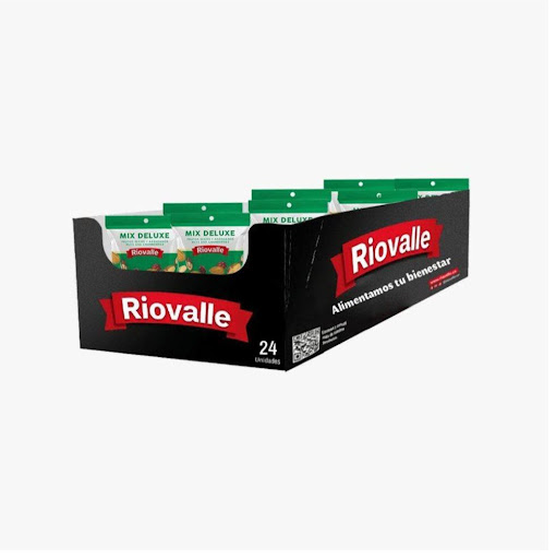 Mix Deluxe Frutos Secos Riovalle X 30Gr Megamarket Bolsas Doypack x 24 Mix Deluxe Frutos Secos RIOVALLE X 30 Gr, combinación premium de nueces seleccionadas, crocantes y listas para consumir. Snack práctico y energético, ideal para llevar a cualquier lugar. RIOVALLE gara