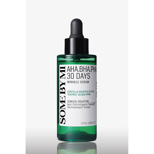 AHA.BHA.PHA 30 Days Miracle Sérum Some By Mi Frasco de 50 ml x 1 ¡El sérum ideal para combatir el acné! Éste sérum ayudará a balancear la producción de sebo, exfoliar ligeramente la piel para limpiar células muertas que tapan los poros y producen granitos y a regen