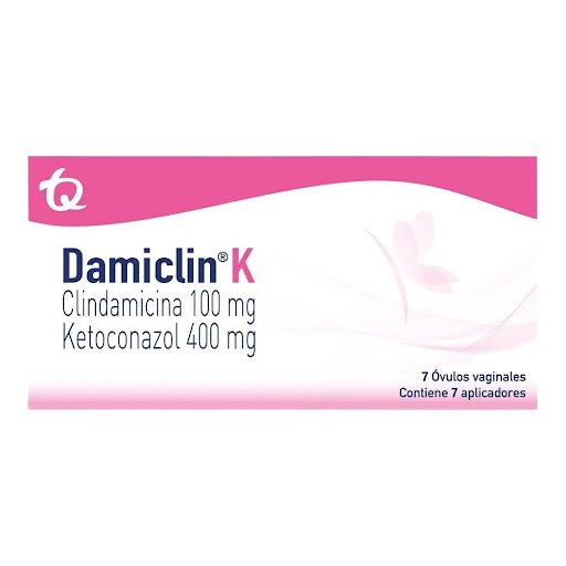Damiclin K Clindamicina Fosfato + Ketoconazol 100mg/400mg TQ Caja x 7 Óvulos