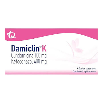 Damiclin K Clindamicina Fosfato + Ketoconazol 100mg/400mg TQ Caja x 7 Óvulos  