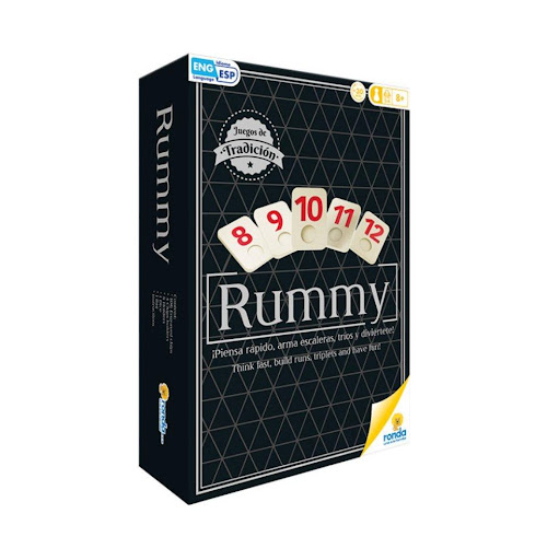 Juegos de Mesa Rummy De Tradicion Ronda Ronda Caja x 1 El juego de agilidad mental donde debes armar tríos, y escaleras, el jugador que termine más rápido con sus fichas será el ganador.