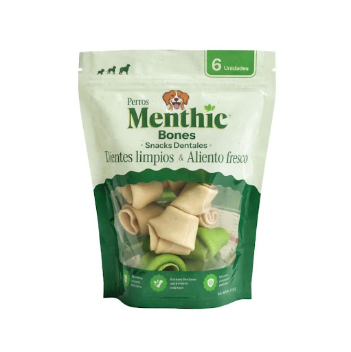 Menthic Bones 6 unidades, 120 gramos Menthic bolsa x 6 und - 79 gramos x 6 und Misma fórmula Menthic de siempre — con ingredientes 100% naturales como menta y perejil que ayudan a reducir el sarro, refrescan el aliento y protegen las encías de manera segura.

Huesos flexibles di