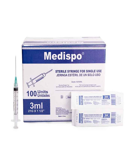 JERINGA DESECHABLE 3 ML 21GX11/2 (PAQ X100) NUART 0 x 100 Jeringa desechable de 3 ml con aguja 21G x 1 ½;, de tres piezas con punta Luer Lock. Fabricada en polipropileno grado médico, esterilizada con óxido de etileno, libre de pirógenos y diseñada para un s