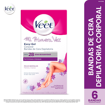 Banda Depilatoria Veet Easy-Gel Axilas y Área de Bikini x 6 und + 3 Toallitas  