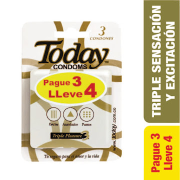 Condones Today Triple Pleasure X 4 unds  