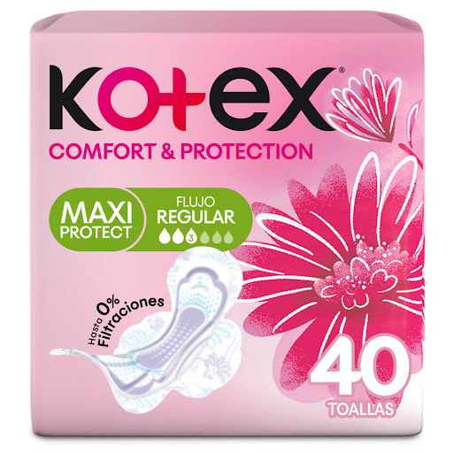 Toallas Femeninas Kotex Comfort y Protección Maxi Paquete x 40 und