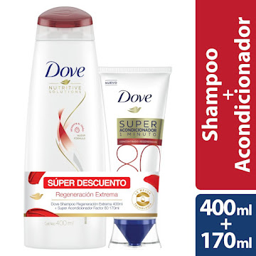 Shampoo Dove Regeneración Extrema x 400 ml + Super Acondicionador Dove x 170 ml  