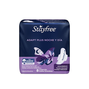 Toalla Higiénica Stayfree Adapt Plus Noche y Día x 8 und  