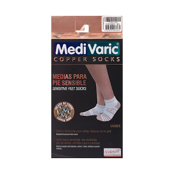 Tobillera Pie Sensible   Hilado Cobre Unisex Medivaric Negro XL Caja x 1 Par  