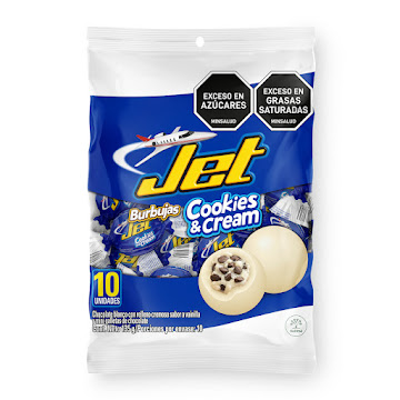 Chocolatina Jet Burbujas Cookies Y Cream Blanca Bolsa 13.5 gr x 10 und  