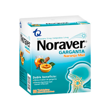 Noraver Garganta Sabor Naranja Miel Caja x 96 Tabletas  