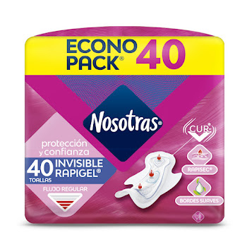 Oferta Toallas Intimas   Nosotras Invisible Rapigel Pack x 40 und  
