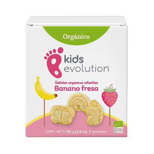 Galletas Orgánicas Kids Evolution Infantiles Banano Fresa Bolsa x 80 gr