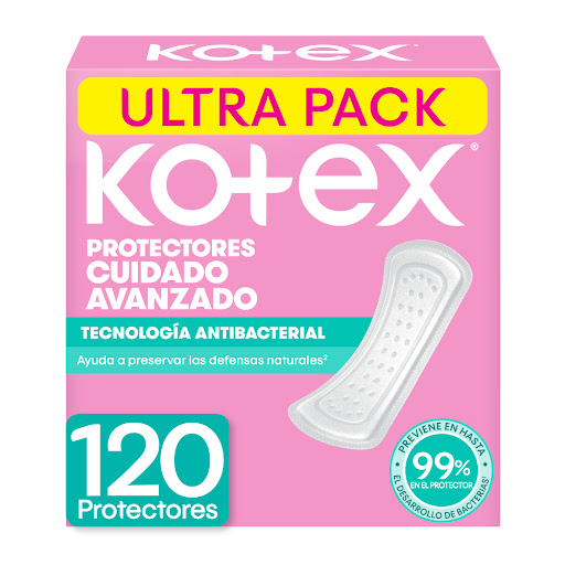 Protectores Kotex Cuidado Avanzado Tecnología Antibacterial Paquete x 120 und