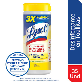 Toallitas Desinfectantes Lysol Citrus x 35 und  