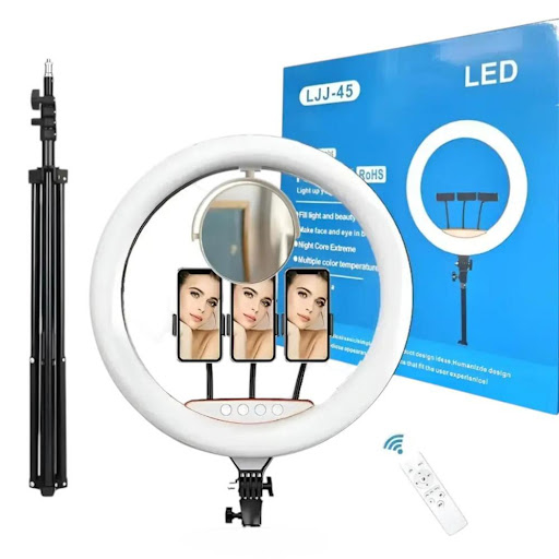 Aro De Luz LED Con Tripode Y Soporte Para Celulares GENERICO Unidad x 1 Obtén una iluminación profesional para tus fotos, videos, maquillaje o transmisiones en vivo con este aro de luz LED con trípode ajustable. Diseñado para creadores de contenido, maquilladores, emprend