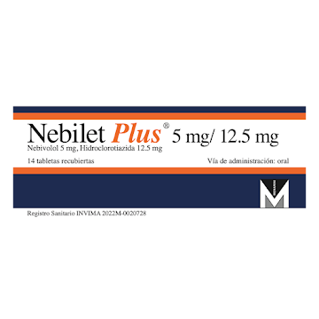 Nebilet Plus Nebivolol + Hidroclorotiazida 5mg/2,5mg Menarini Caja x 14 Tabletas  