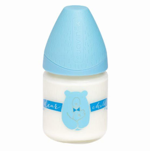 Suavinex Biberón de vidrio Meaningful 120 ml Azul Claro Suavinex Caja x 1  