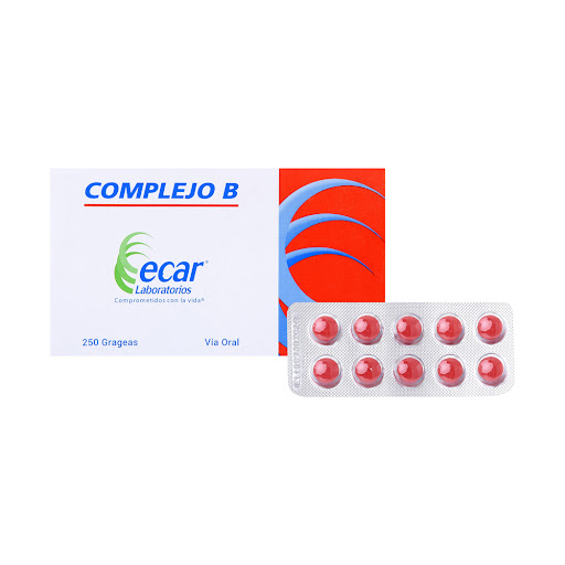 Complejo B Nicotinamida + Piridoxina + Riboflavina 20mg/20mg/3mg Ecar Fracción Blíster x 10 Grageas