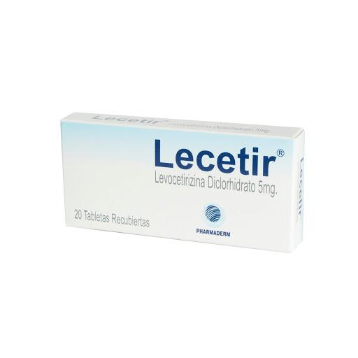 Lecetir Levocetirizina Diclorhidrato 5 mg Pharmaderm Caja x 20 Tabletas