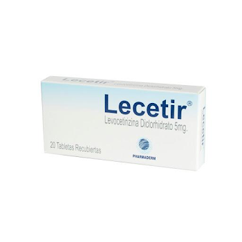 Lecetir Levocetirizina Diclorhidrato 5 mg Pharmaderm Caja x 20 Tabletas  