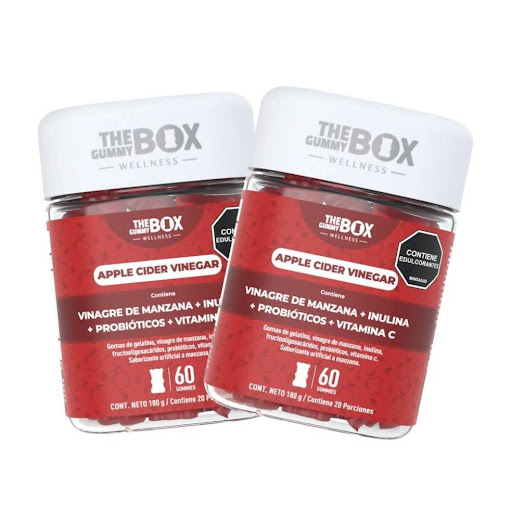 Vinagre de manzana + Fibra prebiótica e Inulina en gomitas x2 THE GUMMY BOX TARRO X 60 GOMITAS x 2 Vinagre de manzana + Fibra prebiótica e Inulina en gomitas x2