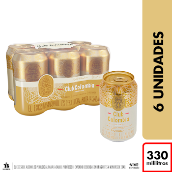 Cerveza Club Colombia Lata Dorada 330 ml x 6 und  