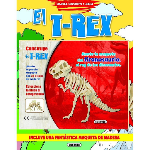 El T-rex (colorea, Construye Y Juega) Susaeta Ediciones Libro x 1.0 EL T-REX (COLOREA, CONSTRUYE Y JUEGA)  Adéntrate en el mundo prehistórico con estos dinosaurios para colorear y construye tu propio tiranosaurio con las piezas de madera que se inlcuyen.  Ficha técnic