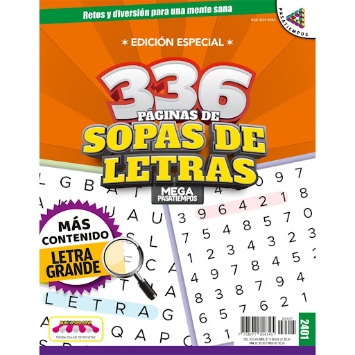 Revista Pasatiempos Mega Solo Sopas de Letras x 1 und